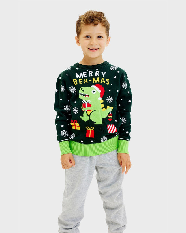 Cute Dino Christmas Sweater - Kids