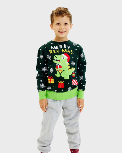 Cute Dino Christmas Sweater for Kids