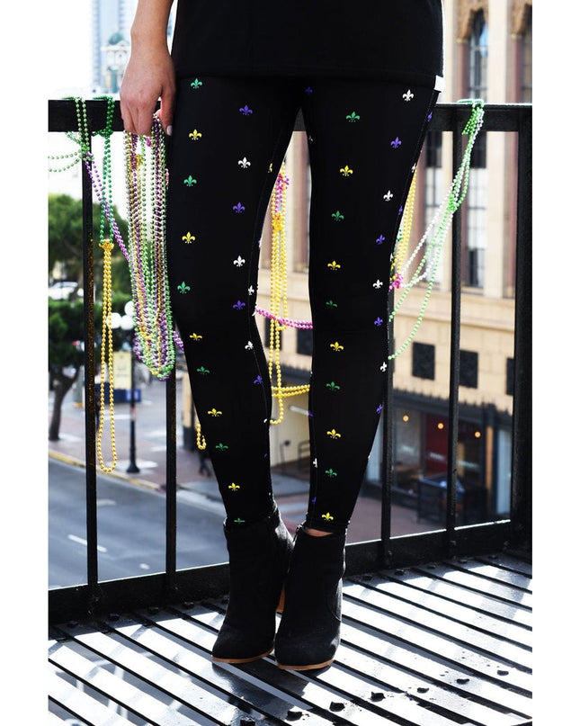 Black Fleur De Lis Leggings