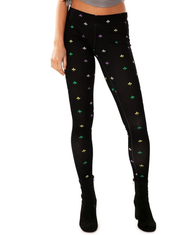 Black Fleur De Lis Leggings