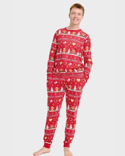Red Christmas Cookie Pajamas for Men
