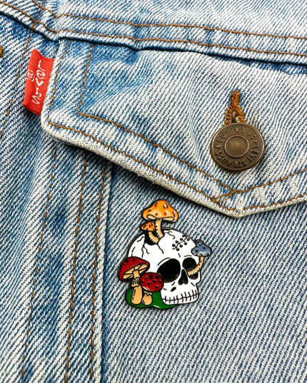 Mushroom Skull Pin - Edgy Halloween Jewelry