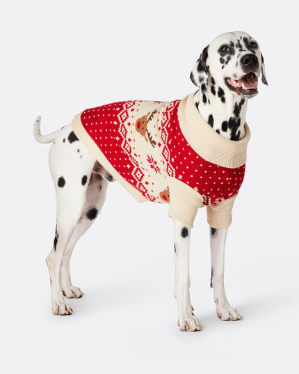 Dogs' Red Retro Reindeer Christmas Sweater