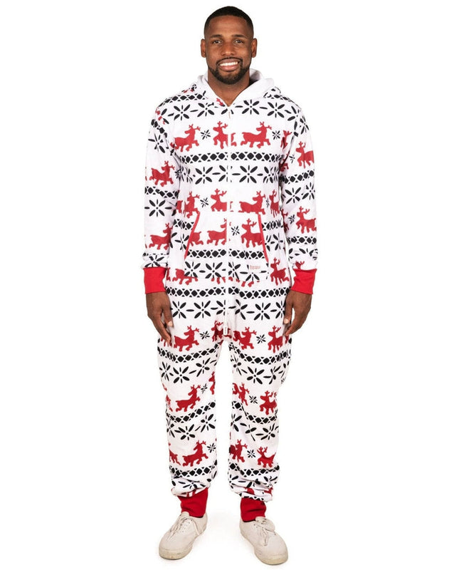 Men's Red and White Reindeer Jumpsuit
