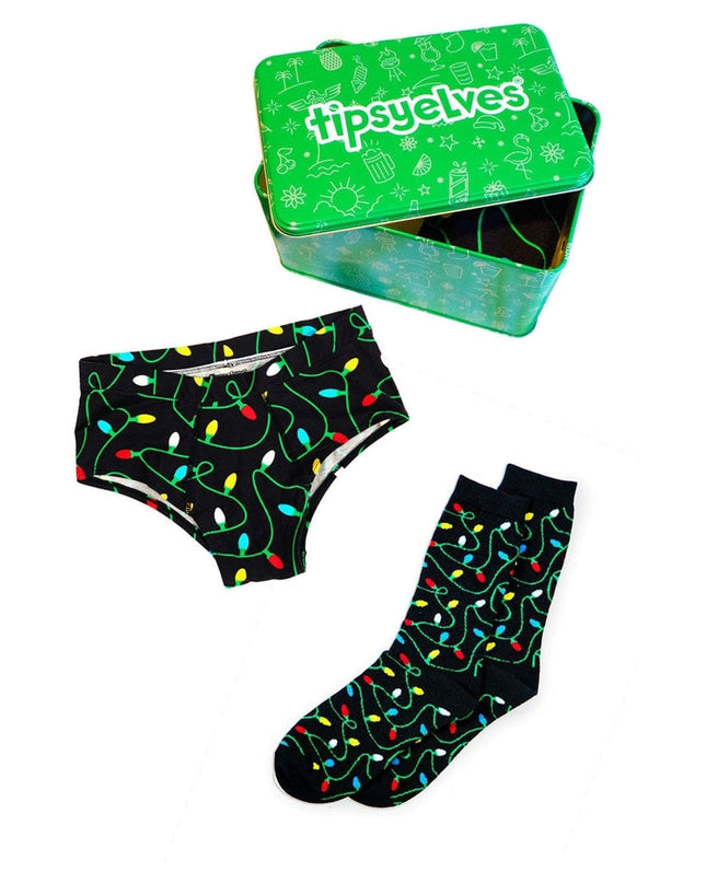 Women's Christmas Lights Underwear & Socks Gift Set