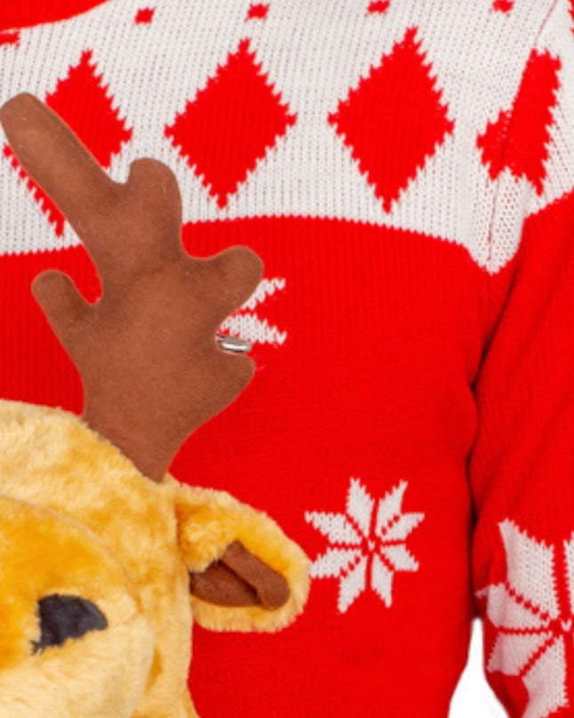 Red 3D Moose Design Ugly Christmas Sweater