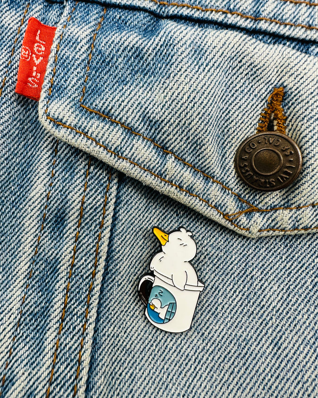 Coffee Duck Pin - Quirky Accessory for Duck Fans