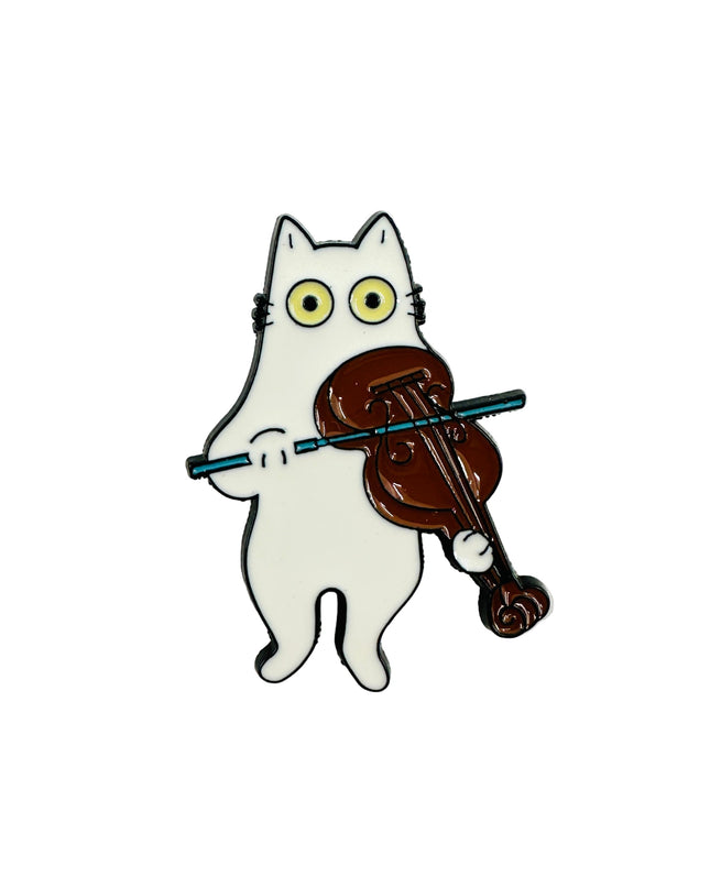 Fiddling Cat Pin for Family Christmas Fun