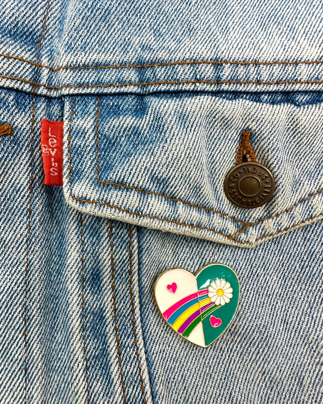 Daisy Heart Enamel Pin Badge