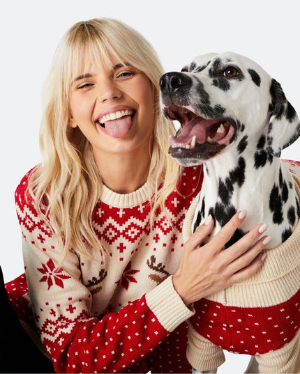 Dogs' Red Retro Reindeer Christmas Sweater