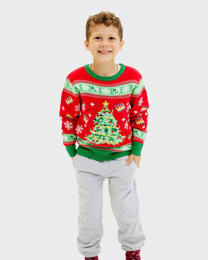 Light-Up Christmas Tree Sweater for Kids - Ugly Holiday Style