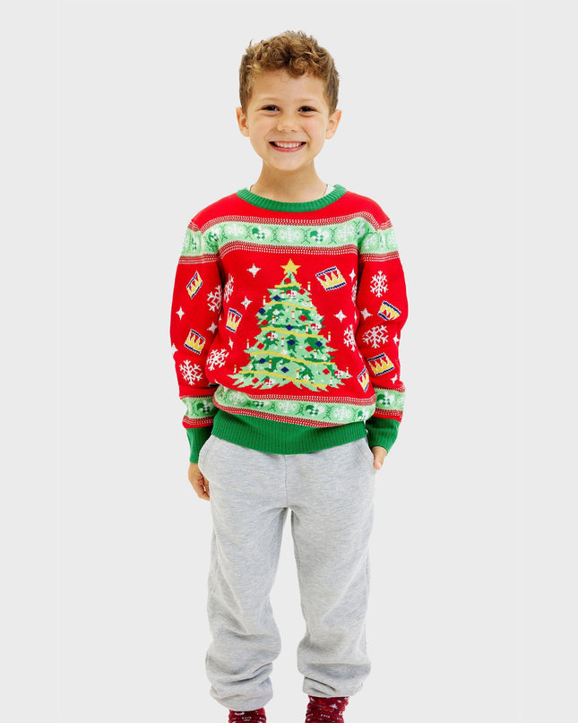 LED Christmas Tree Sweater for Kids