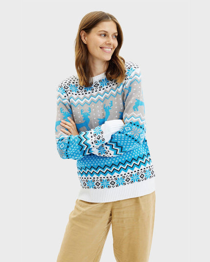 Traditional Blue Christmas Sweater for Women