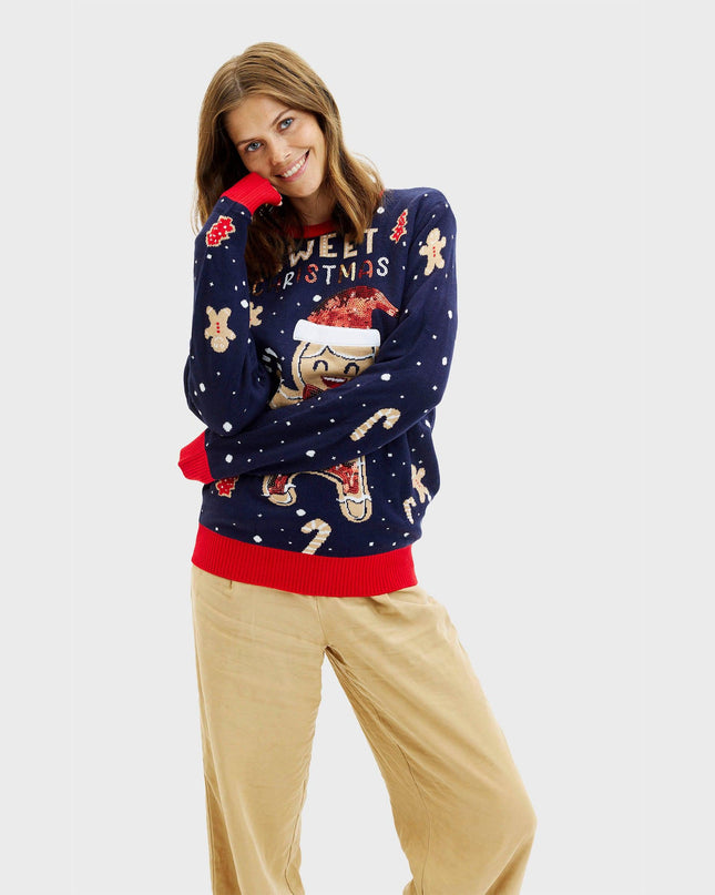 Cute Cookie Man Sweater for Women - Light-Up Ugly Sweater