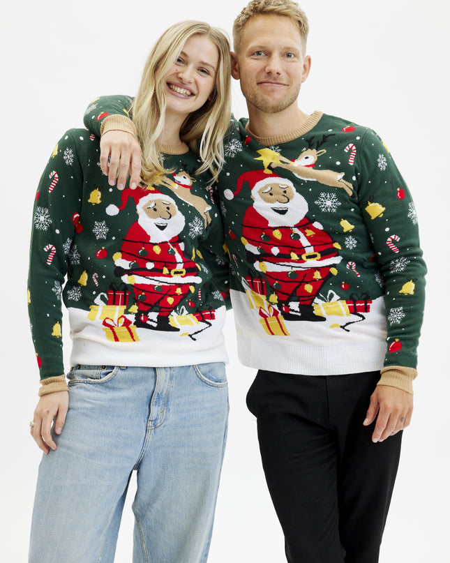 Santa Christmas Star Sweater for Women - Light-Up Design