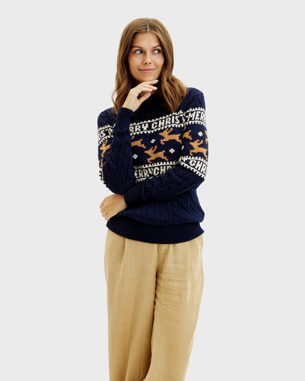 Elegant Blue Christmas Sweater for Women
