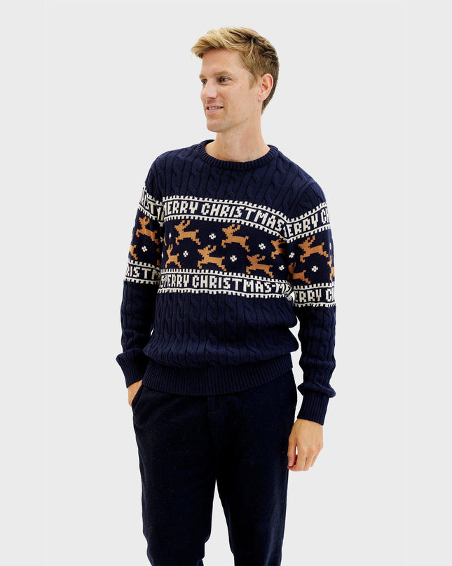 Elegant Blue Christmas Sweater for Men