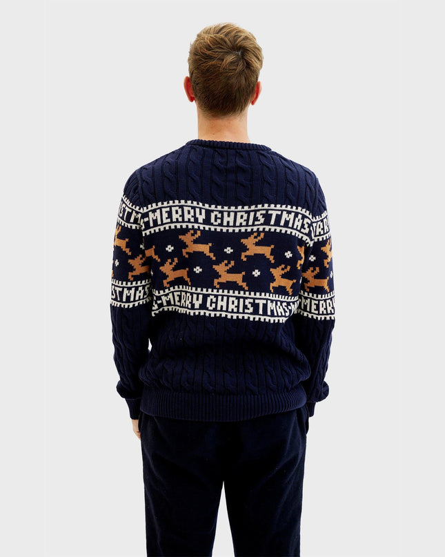 Elegant Blue Christmas Sweater for Men