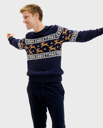 Elegant Blue Christmas Sweater for Men