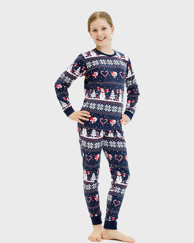 Navy Christmas Heart Pajamas for Kids