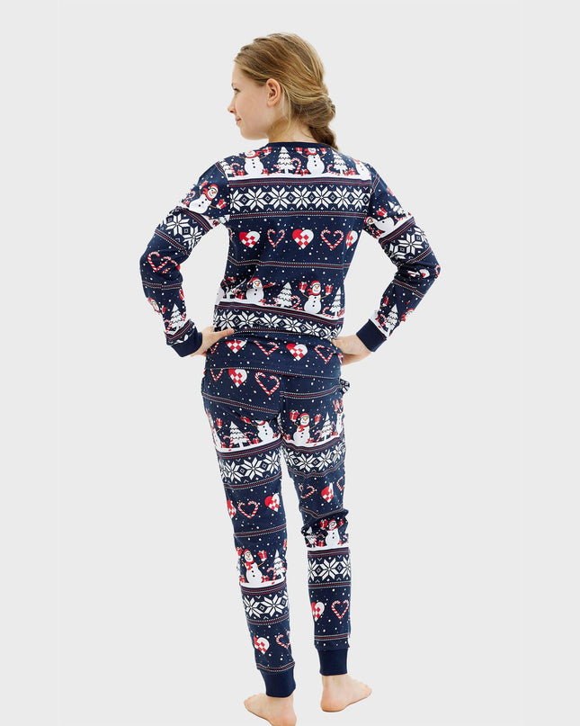 Navy Christmas Heart Pajamas for Kids