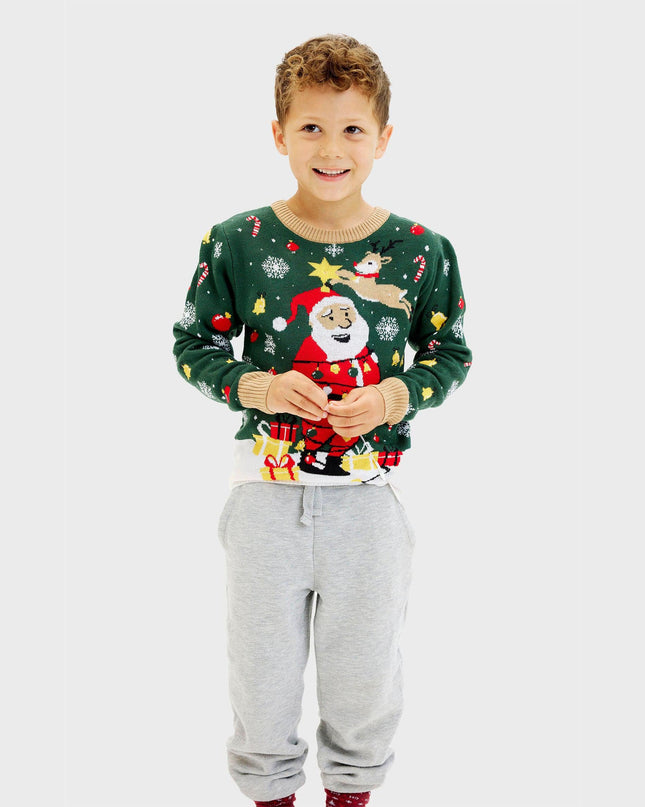 Santa Christmas Star Sweater for Kids with Lights