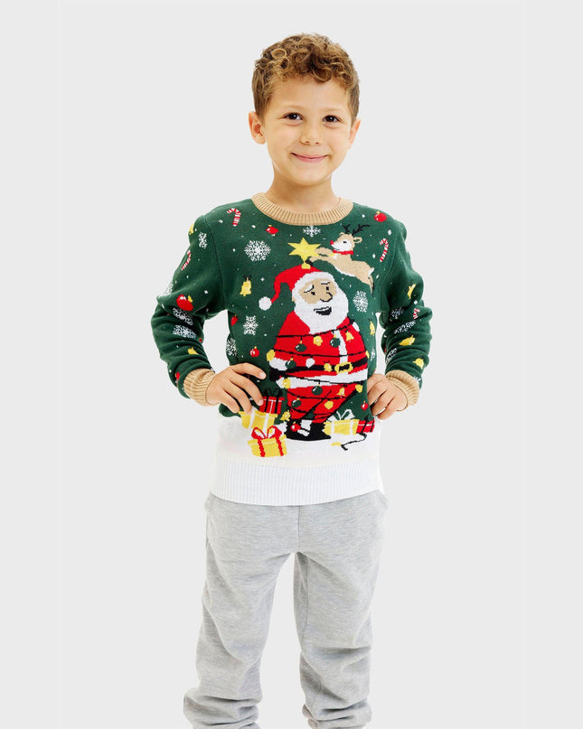 Santa Christmas Star LED Sweater for Kids