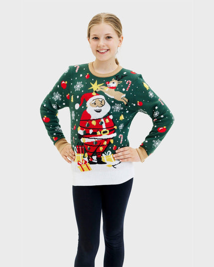Santa Christmas Star LED Sweater for Kids