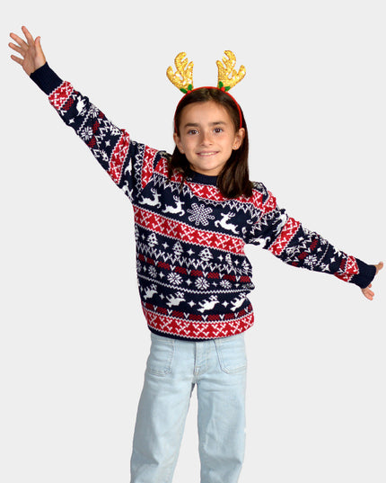 Kids Christmas Sweater Reindeer and Christmas Patterns