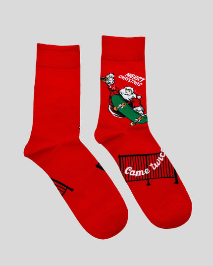 Skateboarding Santa Socks - Fun Holiday Accessory