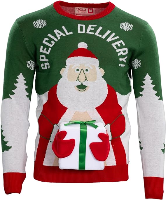 Special Delivery Santa Claus 3D Gift Ugly Christmas Sweater