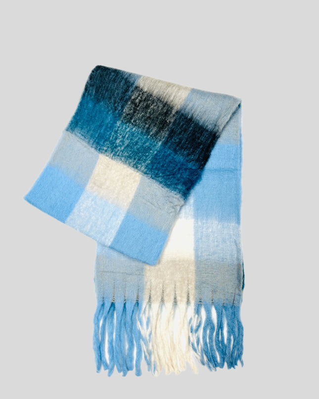 Soft Blue Checkered Scarf Accessories for All