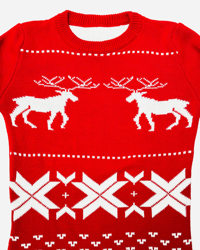 Vintage Christmas Sweater Dress - Reindeer Design