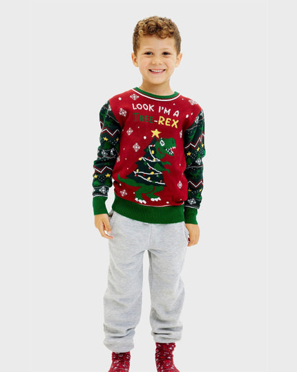 Tree-REX Kids Christmas Sweater for Festive Fun