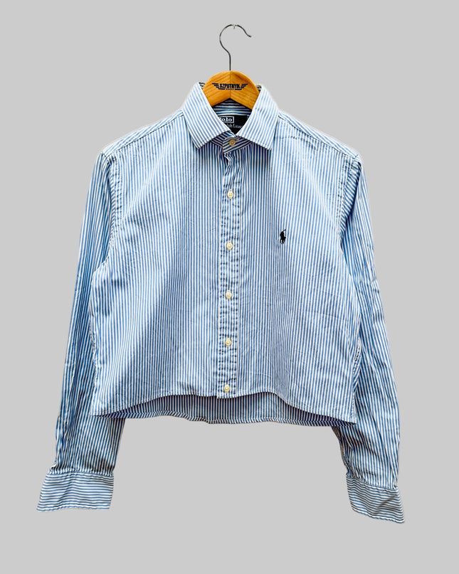 Vintage-uudelleentyöstetty paita - Raidallinen crop-paita III