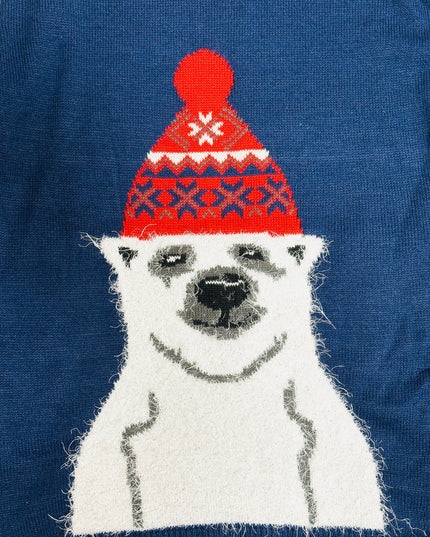Vintage Christmas Sweater - Hat-Wearing Polar Bear | Tags: Christmas