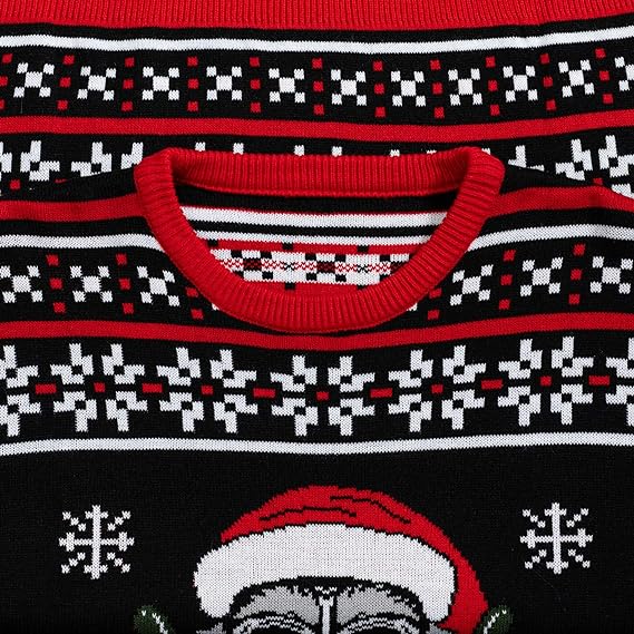 Skull Santa Claus Lights Ugly Christmas Sweater