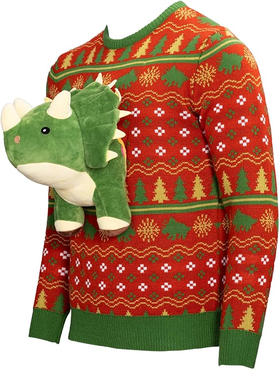 3D Triceratops Dinosaur Ugly Sweater
