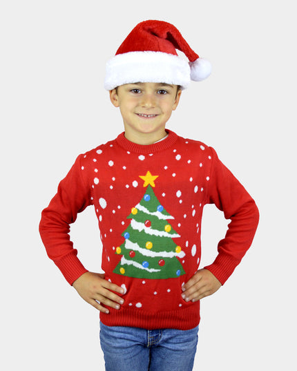 Kids Christmas Sweater Red Christmas Tree Design