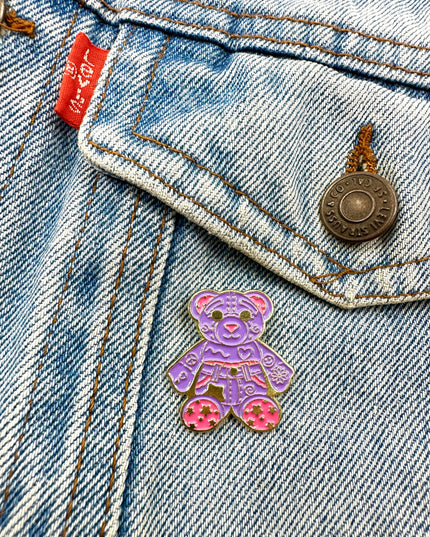 Purple Bear Pin - Cute Accessory for Teddy Bear Fans