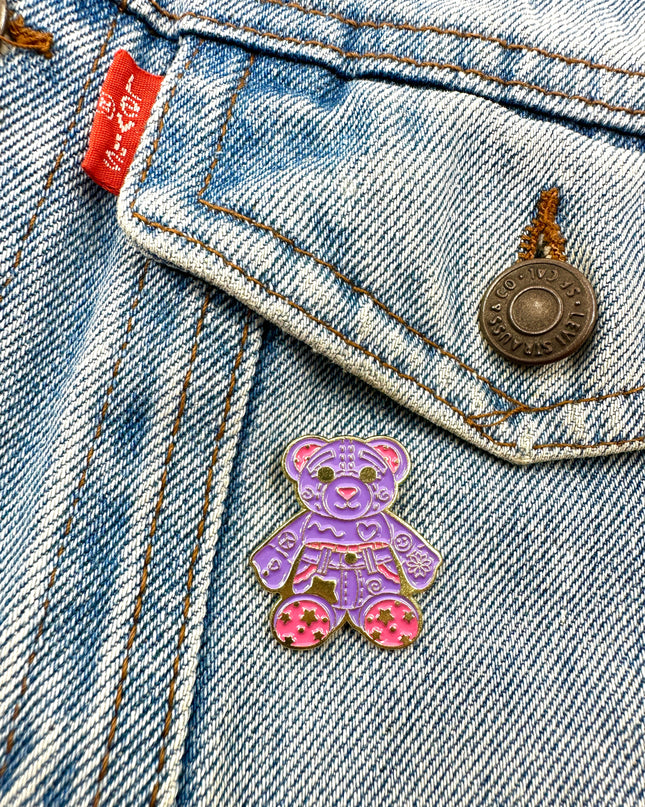 Purple Bear Pin - Cute Accessory for Teddy Bear Fans