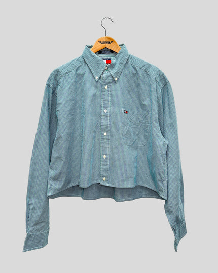 Vintage-uudelleentyöstetty paita - Ruudullinen crop-paita II