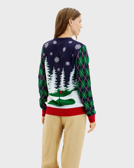 Women's Ugly Christmas Sweater with Lights - Ho Ho Hole In One