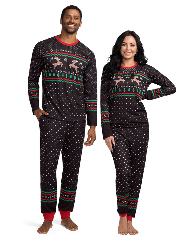 Matching Fair Isle Rudolph Couples Pajamas