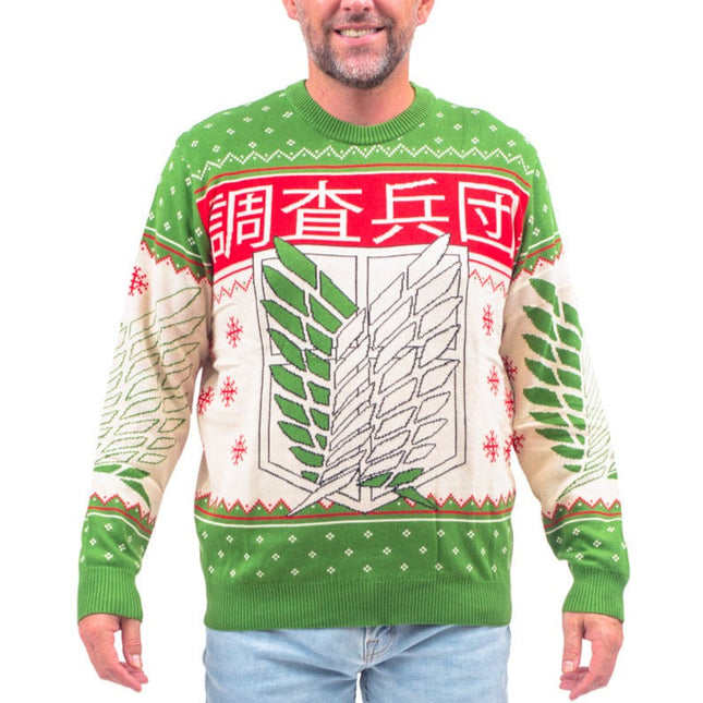 Attack on Titan Kanji and Swords Ugly Sweater