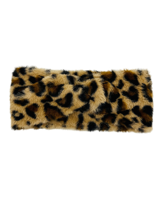 Leopard Faux Fur Headband - Light Brown for Women