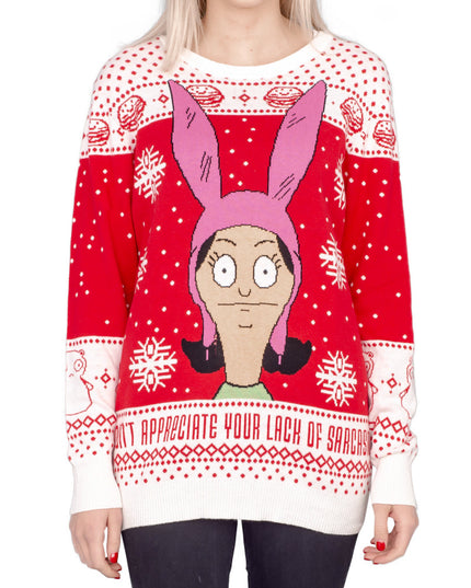 Women's Bob's Burgers Louise Sarcasm Ugly Christmas Sweater