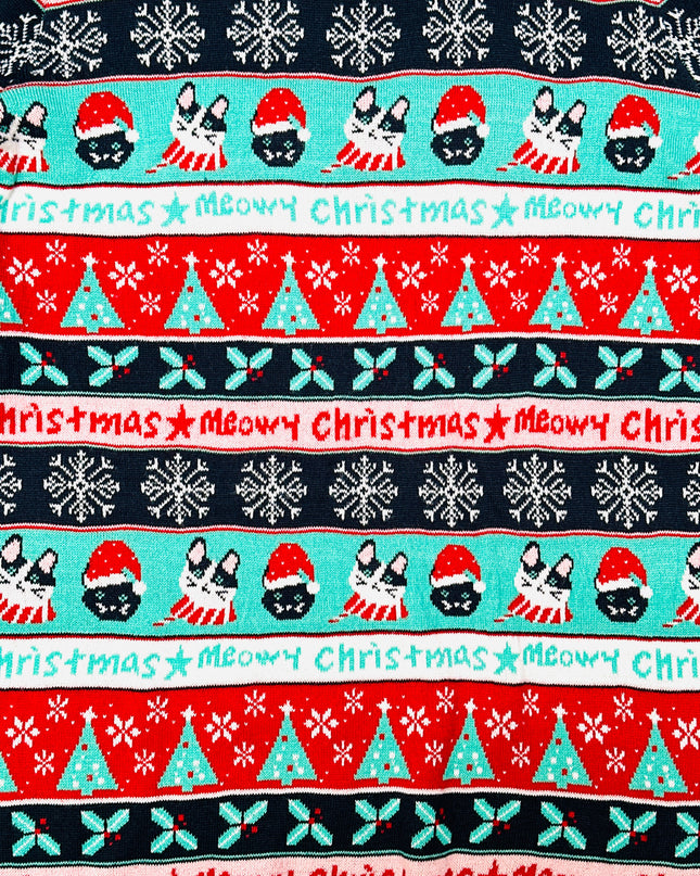 Vintage Christmas Sweater Dress - Cat Christmas