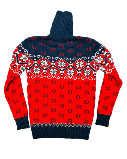Vintage Christmas Sweater - Patterned Turtleneck