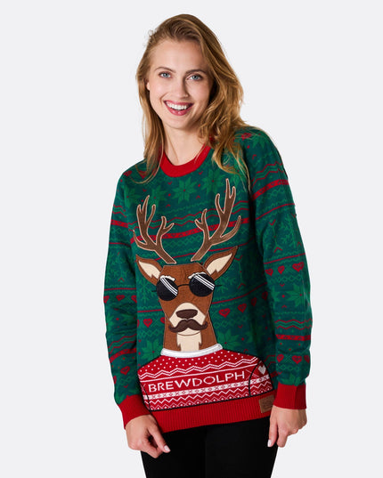 Women's Brewdolph Christmas Sweater for a Playful Twist